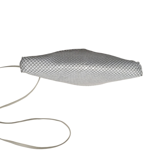 Vintage Whiting and Davis Ivory Enamel Metal Mesh & Leather Shoulder Bag - Picture 6 of 9